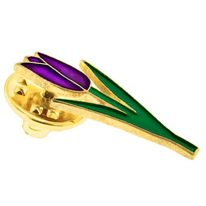 PinMart Flower Trendy Enamel Lapel Pin - color: Purple Tulip, size: 100 Pack