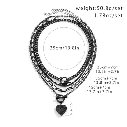 CSIYANJRY99 Layered Gold Necklaces for Women Chunky Gold Necklace Stack Layered Cuban Paperclip Snake Chain Necklace Retro Coin Dainty Pendant Toggle Clasp Necklace - style: Black Heart