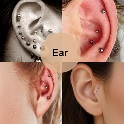 Zolure Fake Piercing Fake Eyebrow Ring Fake Lip Labret Studs Replacement Balls Spike with 100pcs Sticker Non-Piercing Body Jewelry - color: Mix Color #3