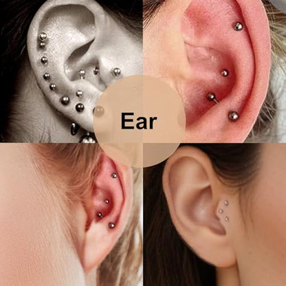 Zolure Fake Piercing Fake Eyebrow Ring Fake Lip Labret Studs Replacement Balls Spike with 100pcs Sticker Non-Piercing Body Jewelry - color: Mix Color #3