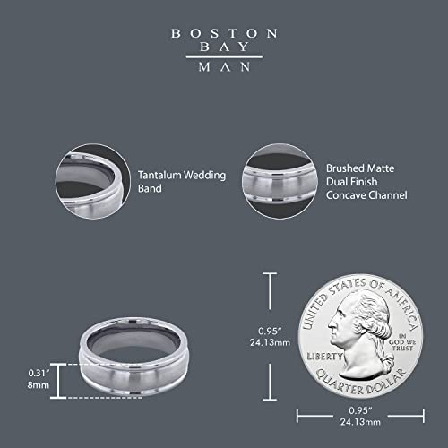 Boston Bay Diamonds Tantalum Comfort Fit Mens Wedding Band or Fashion Ring - 7mm & 8mm - Choice of Style - color: 7mm Brushed Concave Channel