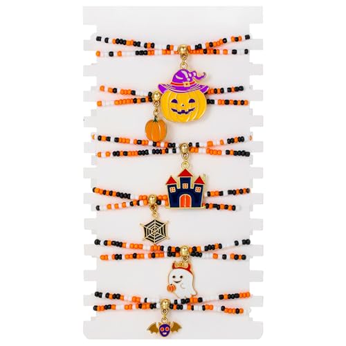 Heishi Surfer Clay Bead Bracelets Set for Women - Preppy Smile Evil Eye Beaded Stretch Bracelets Elastic Layering Friendship Bracelets- Stackable Boho Disc Summer Jewelry Set - color: Halloween Bracelets -6pc layer B