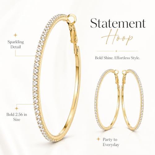 Big Chunky Gold Hoop Earrings for Women Beaded Large Statement Earrings Lightweight Fashion Jewelry Daily Wear Party Gift - color: F1:Gold 6.5cm
