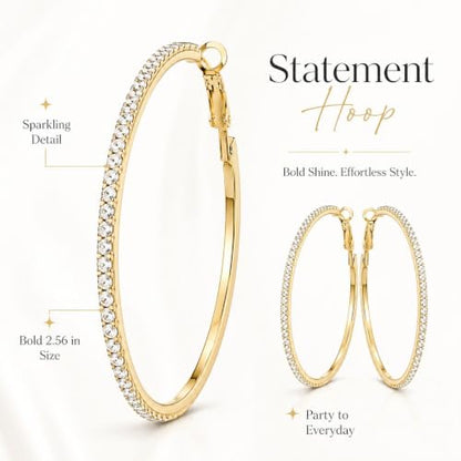 Big Chunky Gold Hoop Earrings for Women Beaded Large Statement Earrings Lightweight Fashion Jewelry Daily Wear Party Gift - color: F1:Gold 6.5cm