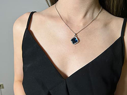 4 Pieces Fashion Rhombus Crystal Rhinstone Pendant Necklace Earring Ring Jewelry Set for Women Lady Wedding Party Prom Birthday Gifts