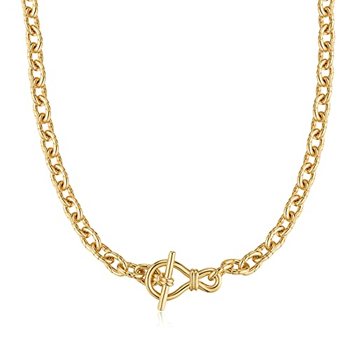 FRUMOS 14K Gold Plated Crystal Pendant Necklace Cubic Zirconia Pendant Necklaces for Women Elegant Pearl Pendant Choker Necklaces - color: Twisted thick chain
