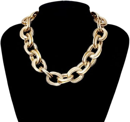 JAKAWIN Chunky Gold Choker Necklace Cuban Link Large Chain Necklaces for Women