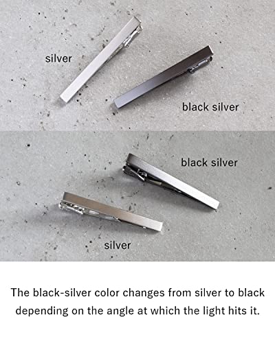 [TAVARAT] Tie Clip Tie Clips for Men Black Silver Tie Bar Tie Pin Tps-043 - style: black silver