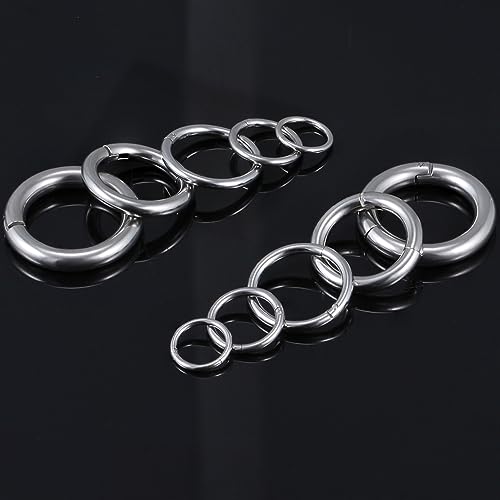 20G-2G Surgical Steel Hinged Clicker Septum Nose Rings Gauges Earrings Seamless Hoops Eyebrow Lip Ring Cliker Helix Tragus Daith Rook Earrings for Women Men - color: Silver, size: 16G 14G 12G 8G 6G