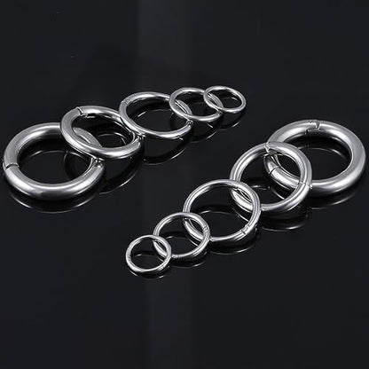 20G-2G Surgical Steel Hinged Clicker Septum Nose Rings Gauges Earrings Seamless Hoops Eyebrow Lip Ring Cliker Helix Tragus Daith Rook Earrings for Women Men - color: Silver, size: 16G 14G 12G 8G 6G