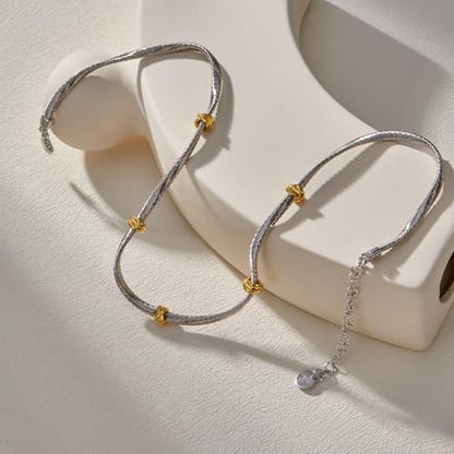 Handmade in Italy Necklace S925 Silver Twist Choker-Necklaces Minimalist Coil Craft Jewelry Mother's Day Christmas Gift for Women - color: 04