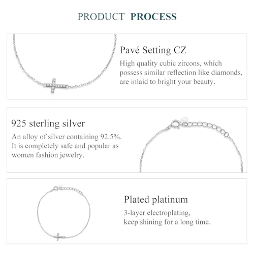 925 Sterling Silver Adjustable Bracelet for Women Jewelry Gifts - color: Silver cross