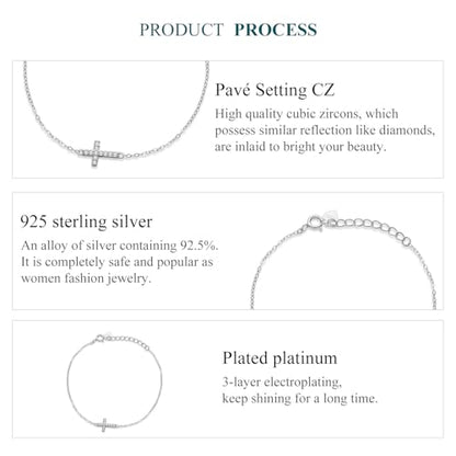 925 Sterling Silver Adjustable Bracelet for Women Jewelry Gifts - color: Silver cross