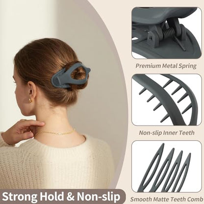 8 Pack French Flat Hair Clips, Non-Slip Large Hair Clips for Women, Matte Neutral Flat Hair Claws for Thick Thin Hair - color: Flat Hair Clips