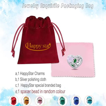 HappyStar 925 Sterling Silver Charms for Bracelets and Necklace Dangle Pendants Beads Charms Fits Charms Bracelets for Woman Jewelry Gifts (with one Spacer Bead Charms) - style: Openwork Rose Bead