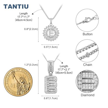 14K Gold Plated Alphabet Necklace Cubic Zirconia Letter Pendant, Personalized Name Jewelry Gift for Women, Customizable A-Z, Birthday/Mothers Day Gifts for Womens - color: White Gold, style: Style-E