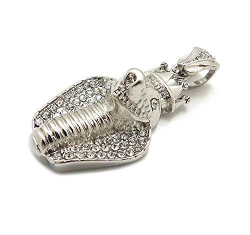 Fashion 21 Unisex Iced Out King Crowned Cobra Snake Pendant 24" Various Chain Necklace in Gold, Silver Tone - color: Silver / Pendant Only
