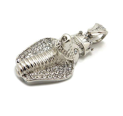 Fashion 21 Unisex Iced Out King Crowned Cobra Snake Pendant 24" Various Chain Necklace in Gold, Silver Tone - color: Silver / Pendant Only