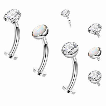 3PCS 14G Surgical Steel Floating Belly Button Ring for Women Petite Belly Rings CZ Opal Flat Back Small Navel Ring with 3PCS Replacement Balls Internally Threaded Tiny Belly Piercing 6-16MM - color: Silver, size: 12mm（Relatively Long)