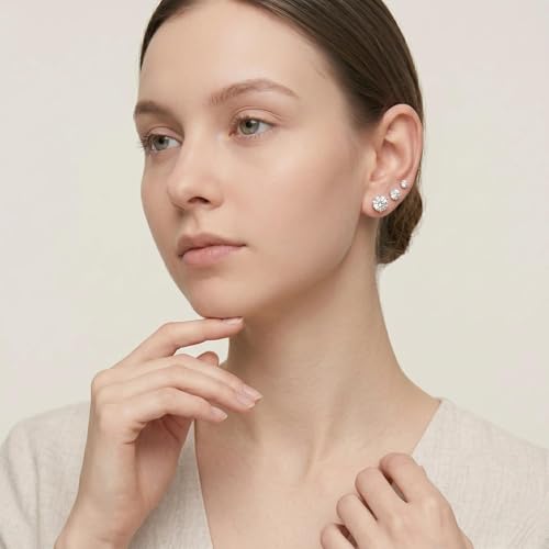 5 Pairs 316L Hypoallergenic Steel Cubic Zirconia Stud Earrings for Women | 3-7mm Stud Earrings Set Lead and Nickel Free Comfortable and Safe for Sensitive Ears Jewelry for Women