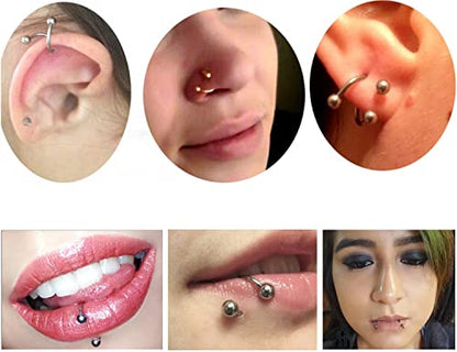 16G Spiral Lip Rings Hoops 316L Surgical Steel Cartilage Helix Tragus Earring Lip Eyebrow Labret Septum Smiley Rings Hoop Piercing Jewelry 8mm 10mm - color: B:8MM-Mix color