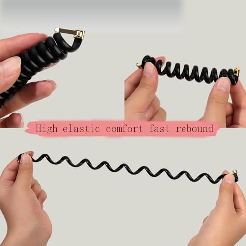 Spiral Hair Ties Phone Cord Elastic Hair Bands No Damage Scrunchies for Women Coil Holders Hair Ties for Thin Thick Hair Straight Ponytail Hair Accessories 6pcs