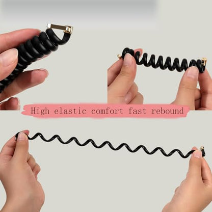 Spiral Hair Ties Phone Cord Elastic Hair Bands No Damage Scrunchies for Women Coil Holders Hair Ties for Thin Thick Hair Straight Ponytail Hair Accessories 6pcs