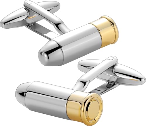 HAWSON Various Unique Cuff Links Mens, Animal/Tactical/Music/Holiday/Cufflinks, Themed Wedding Dinner Party Gift Suit Accessories - style: Bullet