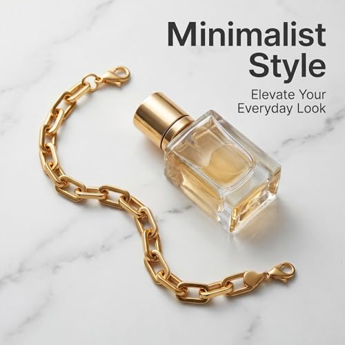 18K Gold Paperclip Bracelet for Women Adjustable Dainty Gold Link Bracelet