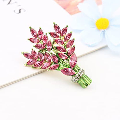 Lavender flower brooch crystal rhinestone tulip brooch elegant accessories jewelry women brooches and pins fashion jewelry wedding flowers lapel pin - color: Rose lavender brooch