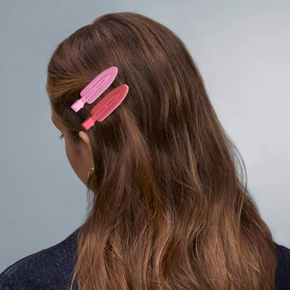 10 Pcs Creaseless No Crease No Bend Flat Hair Clips For Styling Non Slip Makeup Clips For Women Salon Hairstyle, Pink Rose Red - color: Pink Rose Red