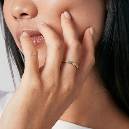 Hey Harper Gold Ring for Women - Gold Plated Stacking Waterproof & Sweatproof Jewerly Ring - Everday Non Tarnish Cute Fashion Circle Rings - style: Daphne Essential Ring
