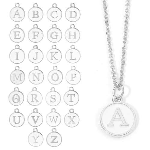 208Pcs/8 Sets Silver Letter Charms A-Z Alphabet Metal Initial Charms kit for Jewelry Making DIY Bracelets Necklaces and keychain making - color: Silver