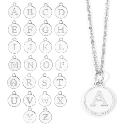 208Pcs/8 Sets Silver Letter Charms A-Z Alphabet Metal Initial Charms kit for Jewelry Making DIY Bracelets Necklaces and keychain making - color: Silver