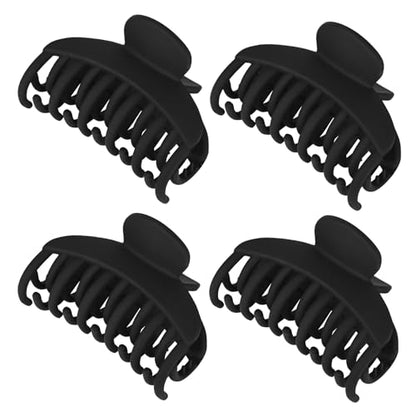 DEEKA 4 PCS 2.5 Inch Hair Claw Clips Double Row Teeth Matte Hair Jaw Clips Hair Barrettes Thick Medium Thin Hair Clips for Women (Black) - color: Black, size: 1 Count (Pack of 4)