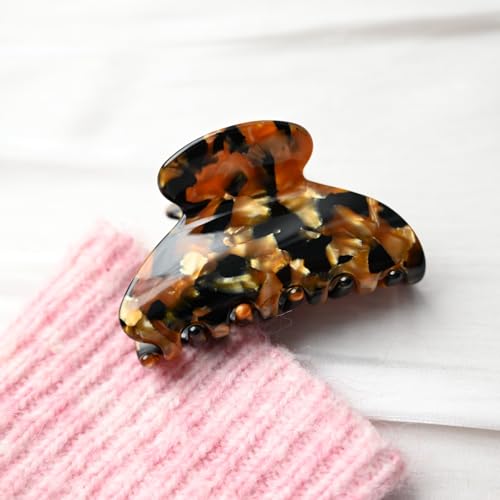Handmade Celluloid Acetate French Design Barrettes Tortoise Shell Claws Hair Claw Luxury Fashion Accessories Hair Clip for Women (black gold) - color: black gold