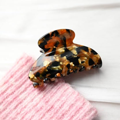 Handmade Celluloid Acetate French Design Barrettes Tortoise Shell Claws Hair Claw Luxury Fashion Accessories Hair Clip for Women (black gold) - color: black gold