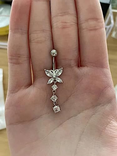 VCMART Belly Button Ring Short Bar Belly Ring Short Belly Button Rings Surgical Steel 6mm Belly Rings for Women Small Belly Button Piercing Navel Rings Piercing Jewelry - color: G -silver