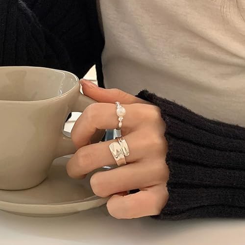 Roe Dolph Chunky Gold Rings for Women Stackable Statement Ring Set | Mixed sculptural shapes and polished surfaces create bold stacking combinations for parties dinners and everyday outfits - color: A9