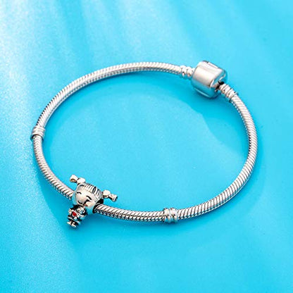Charms for Bracelets and Necklaces Statue of Liberty CHARM and Family Clasp Safety Chain Charm Beads Charms Jewelry for Women - color: Girl with Pigtails