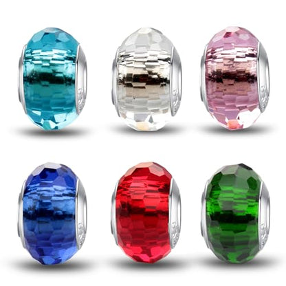 MICOO 925 Sterling Silver Charms for Bracelets,Fashion DIY Dangle Pendants Beads Simulated Birthstone Charms,Birthday Gifts for Women - color: 6 styles charms2