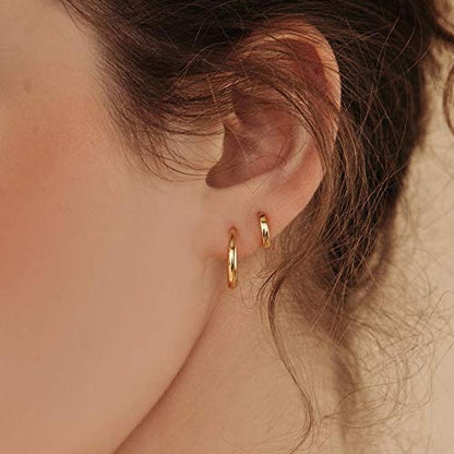 micuco 3 Pairs Small Gold Hoop Huggie Earrings Set for Women Men Tendy | 14K Gold Plated Small Huggie Hoop Earrings for Men, Tiny Cartilage Hypoallergenic Earring Set - style: I# Classic Gold 10-10-10mm