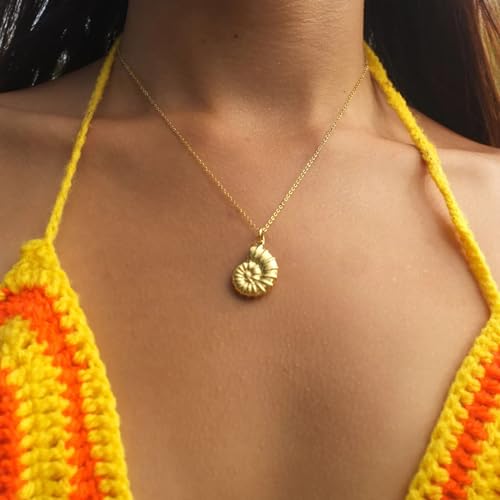 LLWOM Gold Necklace for Women-14k Gold Plated Infinity Necklace Star Of David Necklace Evil Eye Cross Pendants Heart Dainty Gold Necklace For Women - color: Gold-Conch