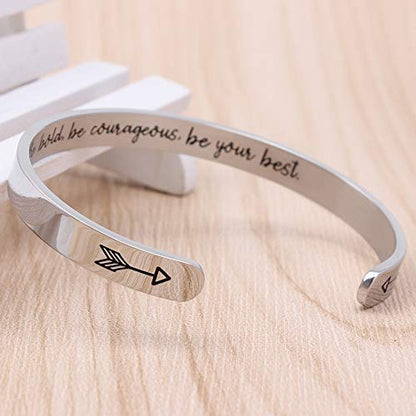 Btysun Bracelets for Women Mothers Day Bracelet Gifts from Daughter Inspirational Gifts for Women Graduation Gifts for Her Motivational Birthday Cuff Bangle Friendship Personalized Mantra Jewelry… - style: Be bold,be courageous.be your best