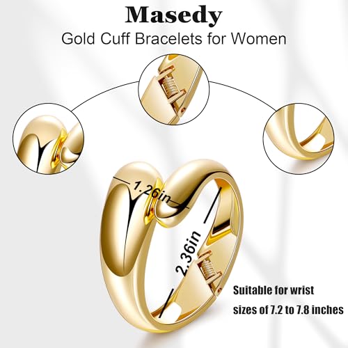 18K Gold Plated Wide Chunky Gold Cuff Bracelets for Women Chunky Bangle Bracelets Waterdrop Oval Irregular Trendy Wrist Wrap Bracelets Open Minimalist Thick Gold Wrist Cuff Bracelets - style: 18K Gold-A