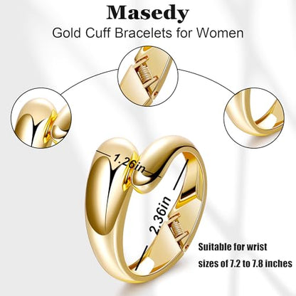 18K Gold Plated Wide Chunky Gold Cuff Bracelets for Women Chunky Bangle Bracelets Waterdrop Oval Irregular Trendy Wrist Wrap Bracelets Open Minimalist Thick Gold Wrist Cuff Bracelets - style: 18K Gold-A