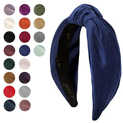 Royal Blue Velvet Headbands Women Girls Trendy, Womens Headbands are Knotted Headband for Women's Hair, Cute Top Knot Fashion Designer Head band - color: Royal Blue