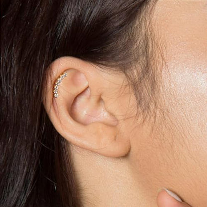 Lantine G23 Titanium Helix Piercing Jewelry Opal 16g Flat Back Stud Earrings Climber Labret Cartilage Tragus Daith Piercing Jewelry - color: 7 Cz-Gold, size: 16g 8mm