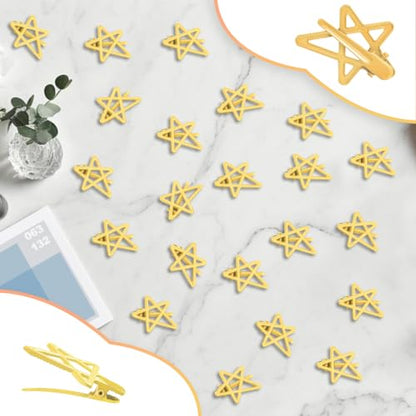 ELANE 24 Pcs Star Snap Hair Clips for Women Girl,Cute Hair Barrettes for Women Fine Thin Hair Accessories DIY - color: Yellow