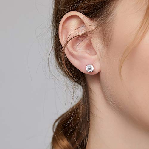 Jiamiaoi Stud Earrings Screw Back Sterling Silver Cubic Zirconia Stud Earrings Set 4 Millimeters-8 Millimeters Nickle Free Hypoallergenic Earring Studs - color: F-Round Zircon, size: 6mm